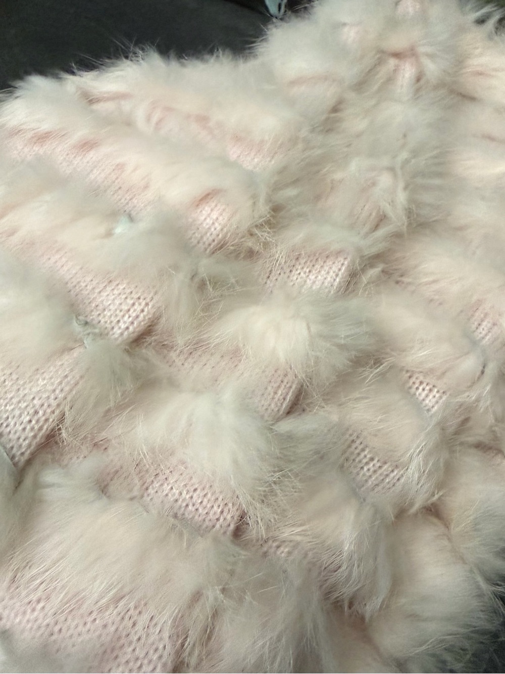 Vintage Womens 100% Real Rabbit Fur cardigan Bolero Cape Pink/Blush - Picture 7 of 8
